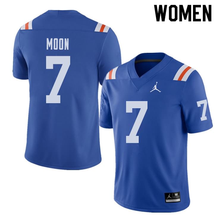 NCAA Florida Gators Jeremiah Moon Women's #7 Jordan Brand Alternate Royal Throwback Stitched Authentic College Football Jersey BPA8664BV